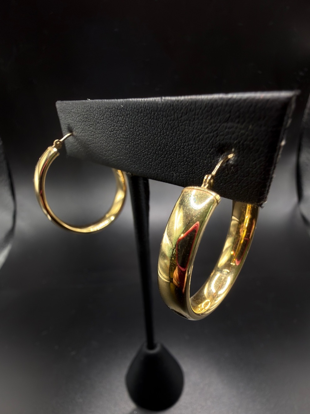 14K YELLOW GOLD 1” HOOP EARRINGS 6mm SHINY CLASSIC TIMELESS CHIC JEWELRY - Picture 3 of 11